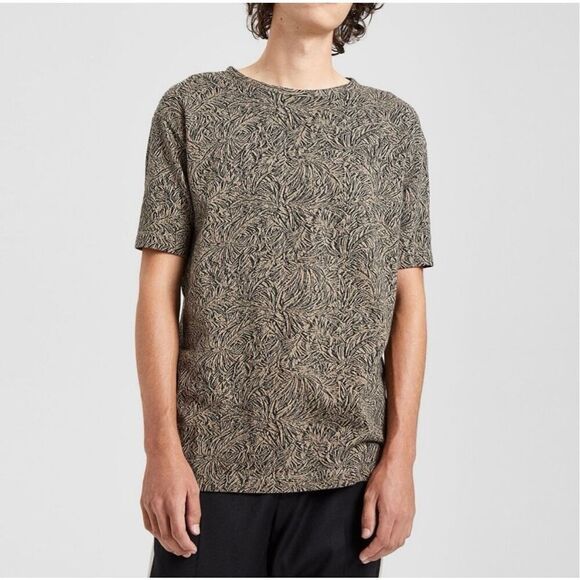 ✨Theory - Jacquard Palm Box Tee - Black/Tan - Mens Sz Medium✨ - Picture 2 of 7